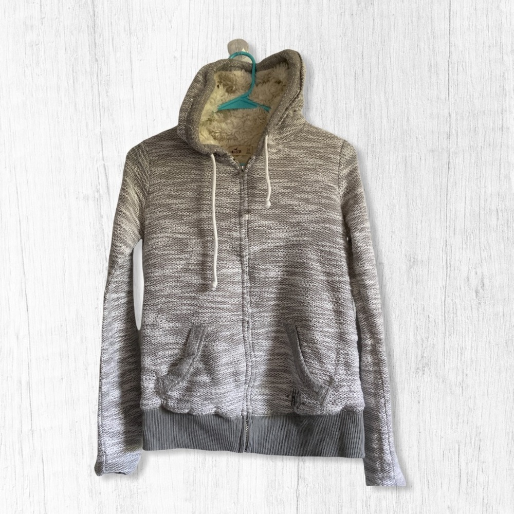 Hollister Marbled Knitted Fur Lined Jacket